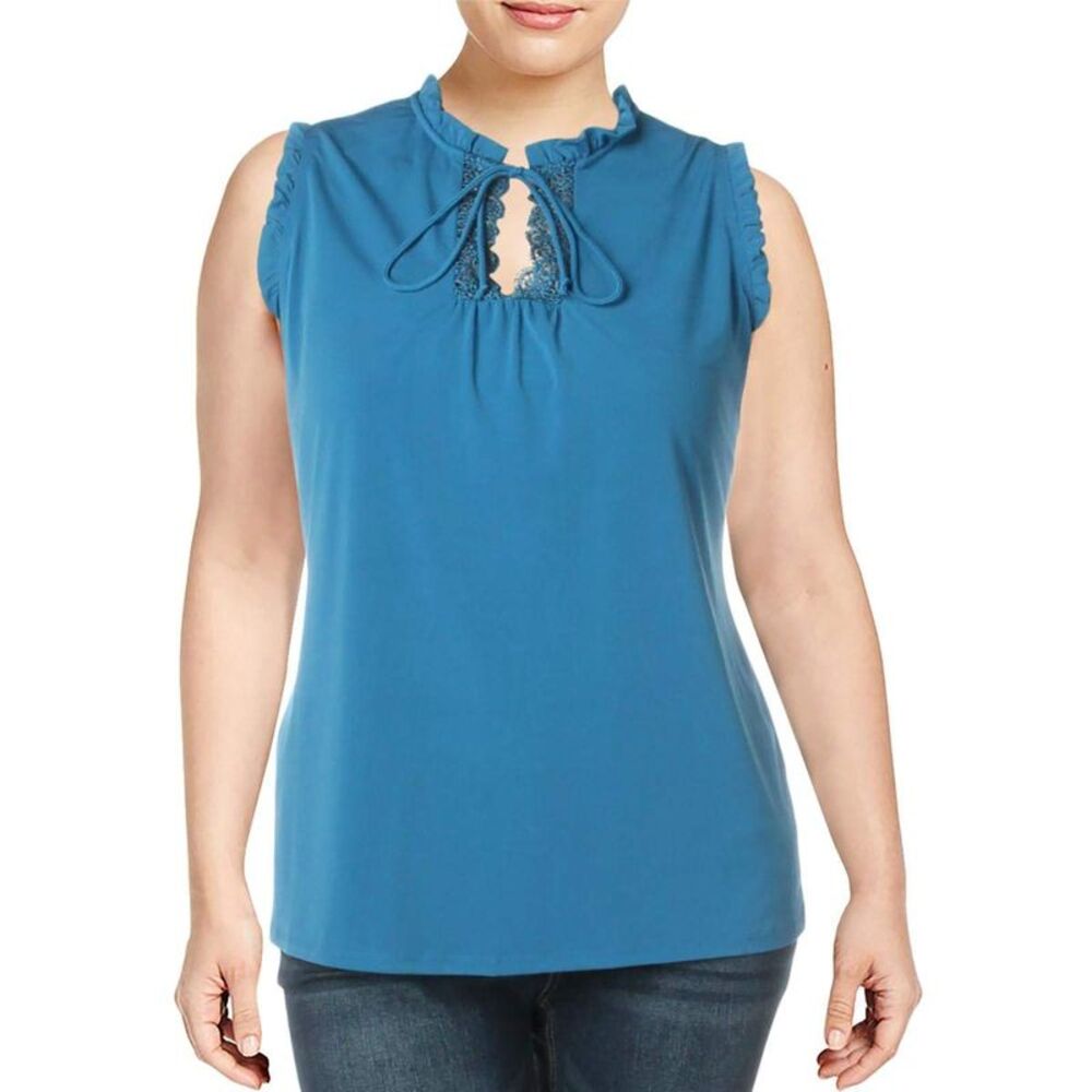 NY Collection Solid Ruffled Blouse - Picture 1 of 3
